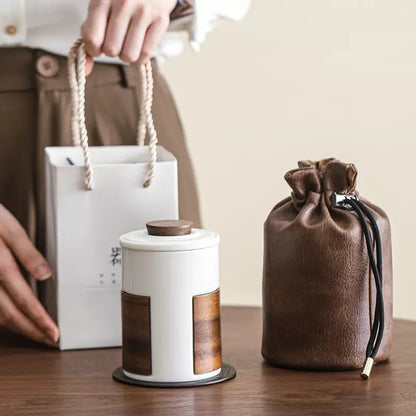Portable White Porcelain Tea Infuser Cup Set, 300ml