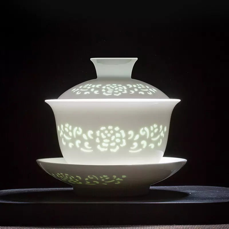 Snow Jade Delicate Three-Talent Gaiwan - 150ml