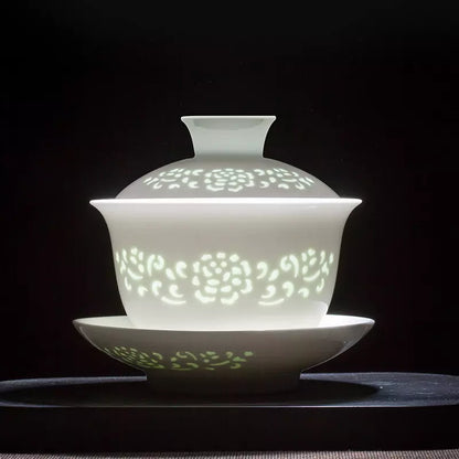 Snow Jade Delicate Three-Talent Gaiwan - 150ml