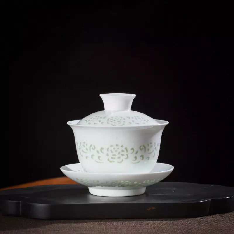 Snow Jade Delicate Three-Talent Gaiwan - 150ml