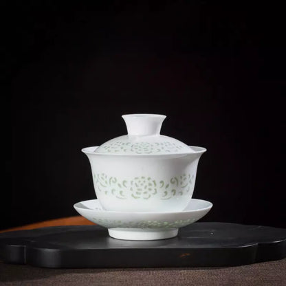 Snow Jade Delicate Three-Talent Gaiwan - 150ml