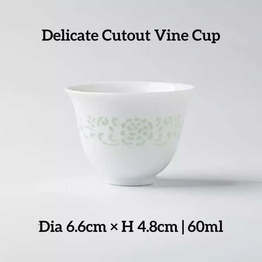 White Porcelain Linglong Entwined Branches Cup - 60ml