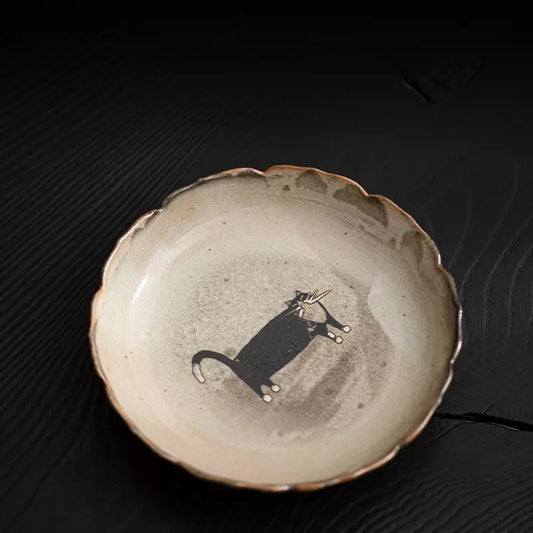 Shino Cat Teapot Tray-Waves