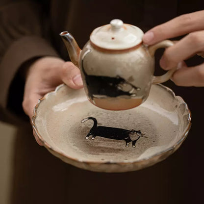 Shino Cat Teapot Tray-Flow