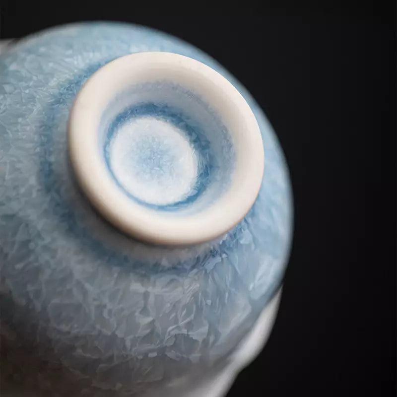 Blue Ice Crystalline Glaze 80ML Floral Cup